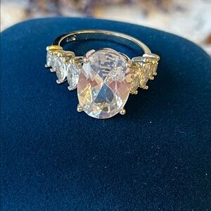 Elegant Silver Oval-Cut Women's Ring Size 6